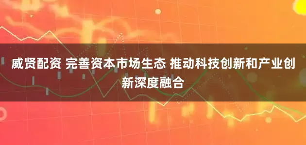 威贤配资 完善资本市场生态 推动科技创新和产业创新深度融合